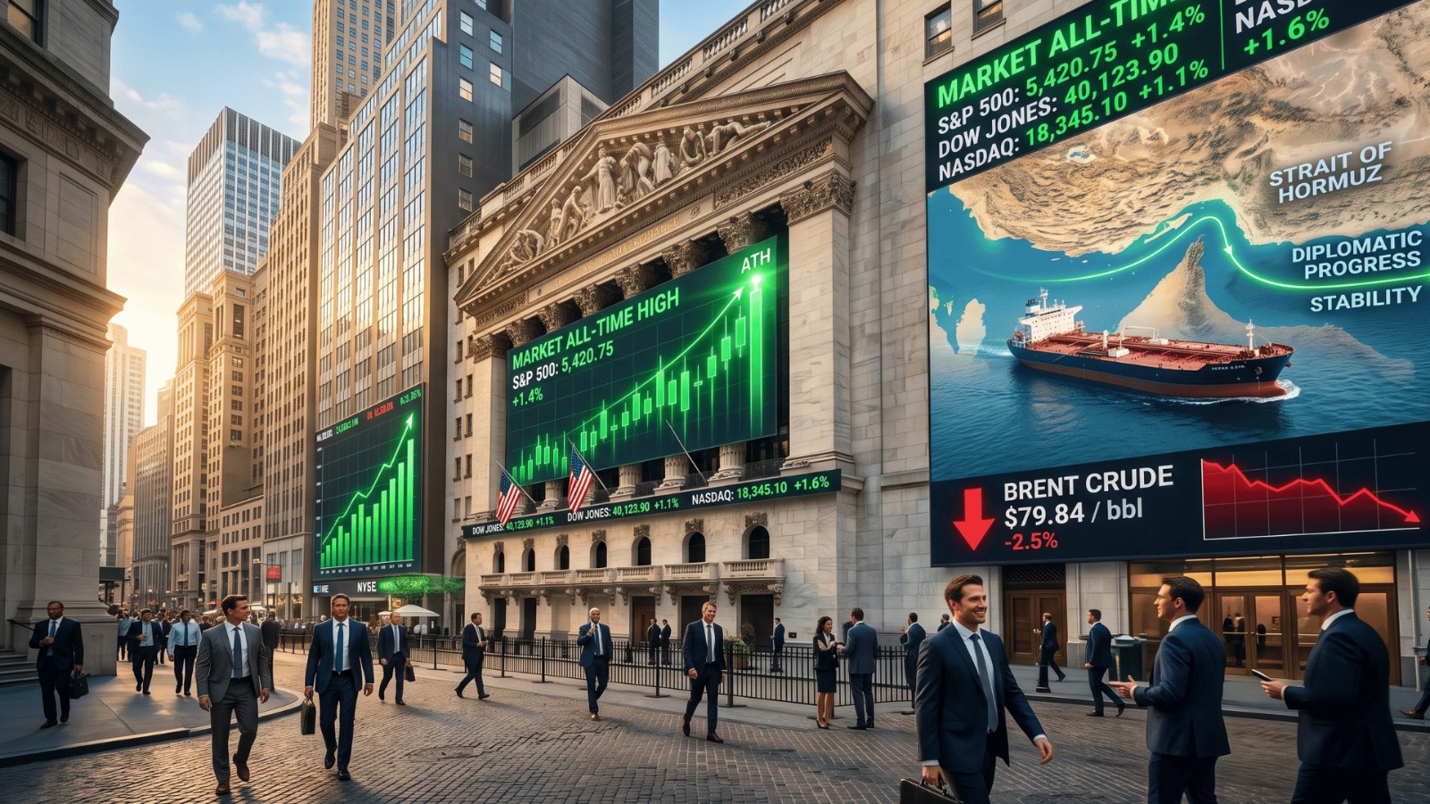 Wall Street Cetak Rekor ATH Usai Sinyal Damai Selat Hormuz, Harga Minyak Jatuh